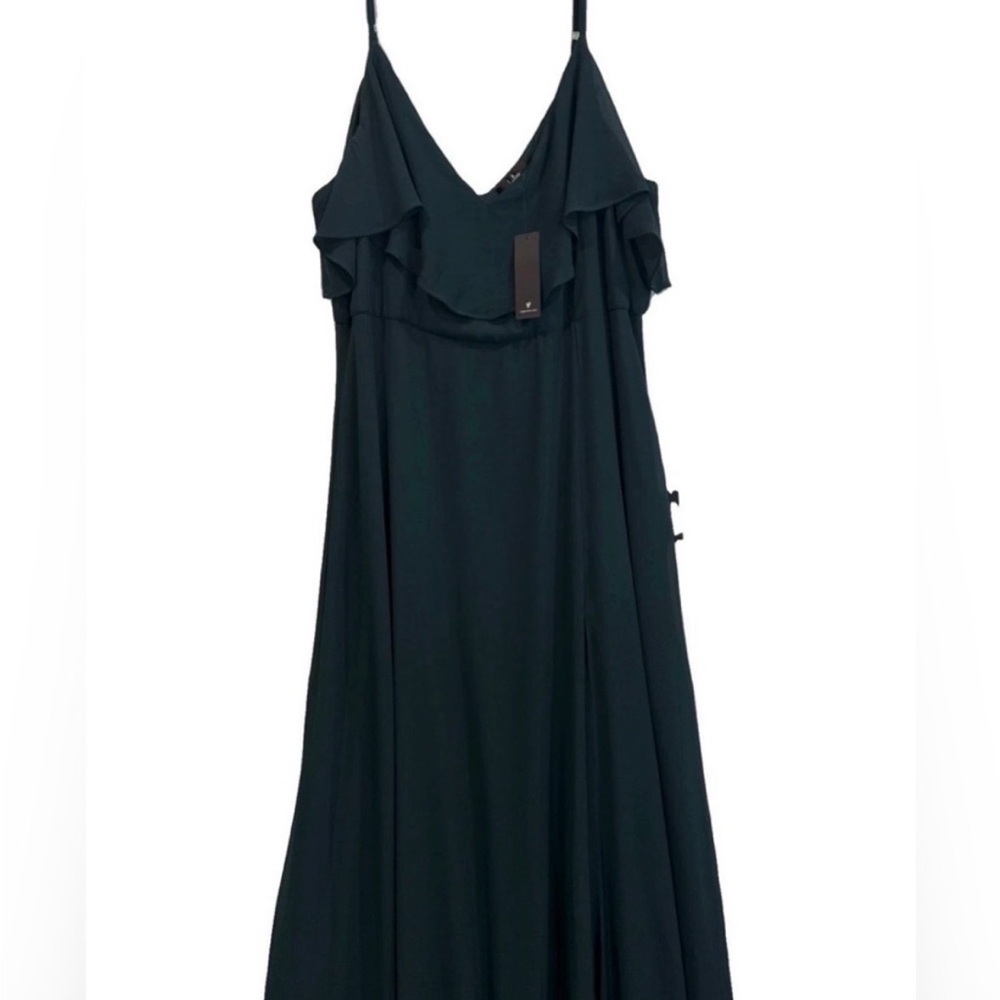 Lulu's NWT Devoted to Green Chiffon Ruffle Spaghetti-Strap Maxi Dress Gown